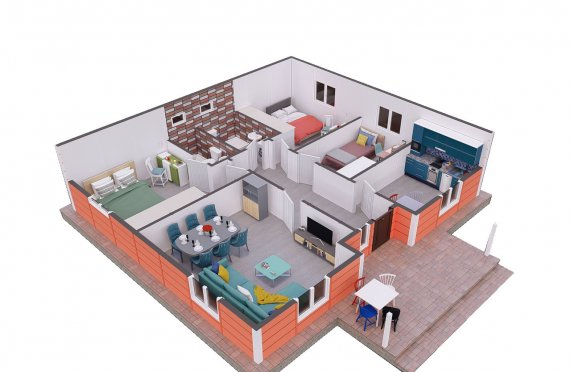 100 m2 Single Story Modular Home