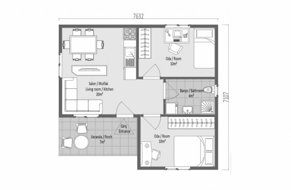 51 m2 Single Story Modular Home