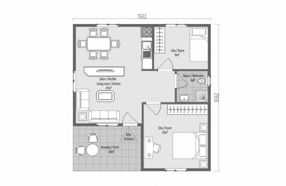 64 m2 Single Story Modular Home
