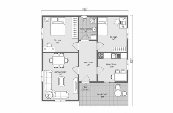 82 m2 Single Story Modular Home