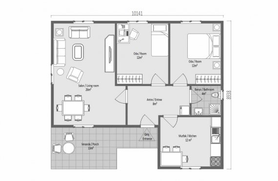 87 m2 Single Story Modular Home