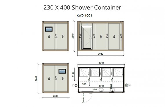KW4 230X400 Shower Container