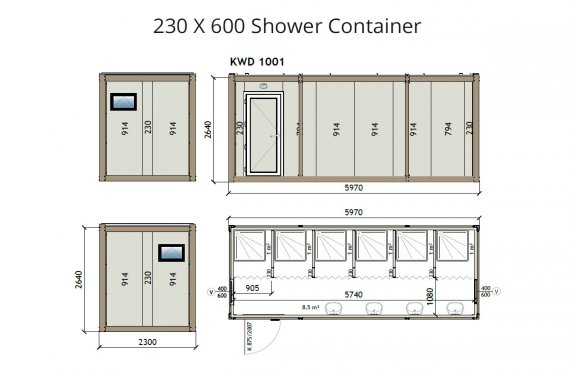 KW6 230X600 Shower Container