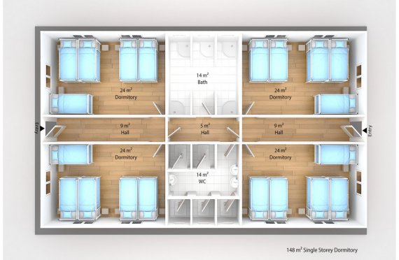Prefabricated Dormitory 148 m2