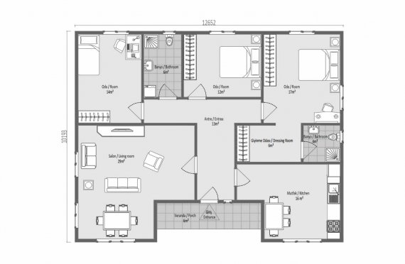 123 m2 Single Story Modular Home